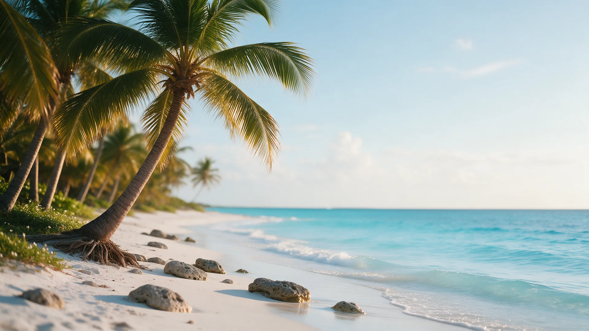 Playa de arena blanca y mar turquesa en Punta Cana, República Dominicana
